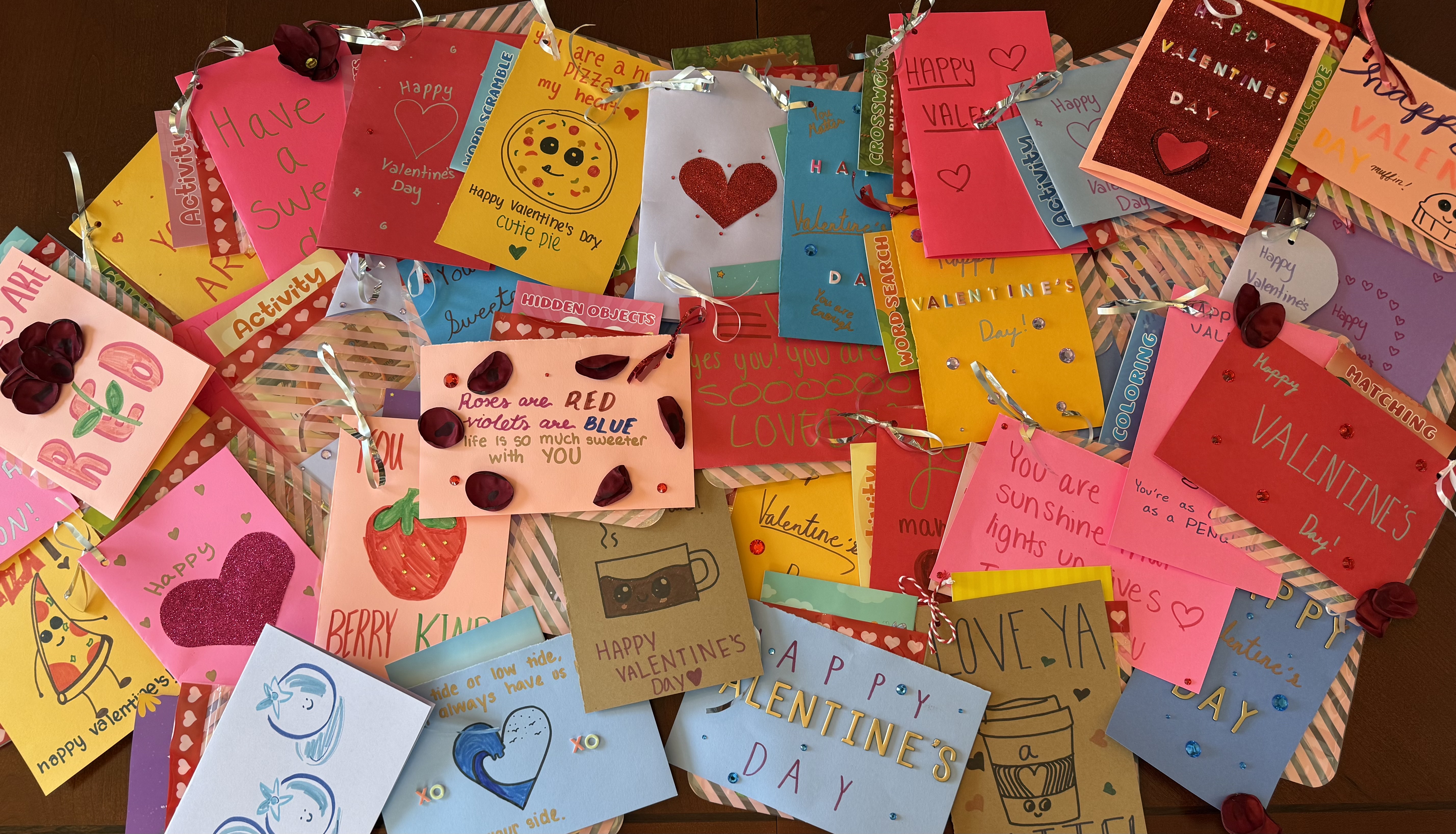 Happy Valentines Day card with glitter and heart design